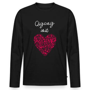 Qigong mit Herz Altnernative Medizinerin Yin-Yang - Männer Premium Bio Langarmshirt - Schwarz - Vorne - Nico (187cm)