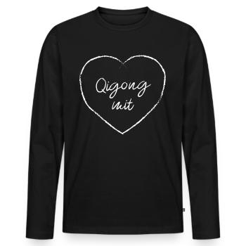 Qigong mit Herz TCM Alternative Medizin Meditation - Männer Premium Bio Langarmshirt - Schwarz - Vorne - Nico (187cm)