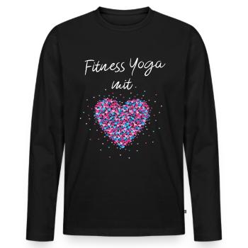Fitness Yoga mit Herz Yogalehrerin Fitnessstudio - Männer Premium Bio Langarmshirt - Schwarz - Vorne - Nico (187cm)