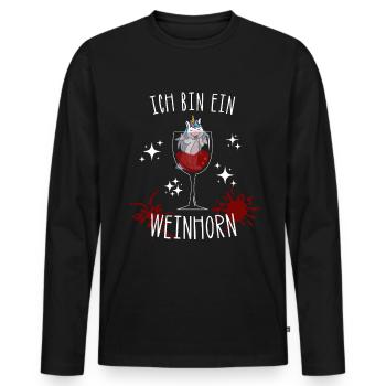 Einhorn Wein Weinhorn Weintrinker Weinliebhaber - Männer Premium Bio Langarmshirt - Schwarz - Vorne - Nico (187cm)