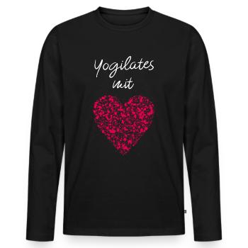 Yogilates mit Herz Fitnesskurs Fitnessstudio Yoga - Männer Premium Bio Langarmshirt - Schwarz - Vorne - Nico (187cm)