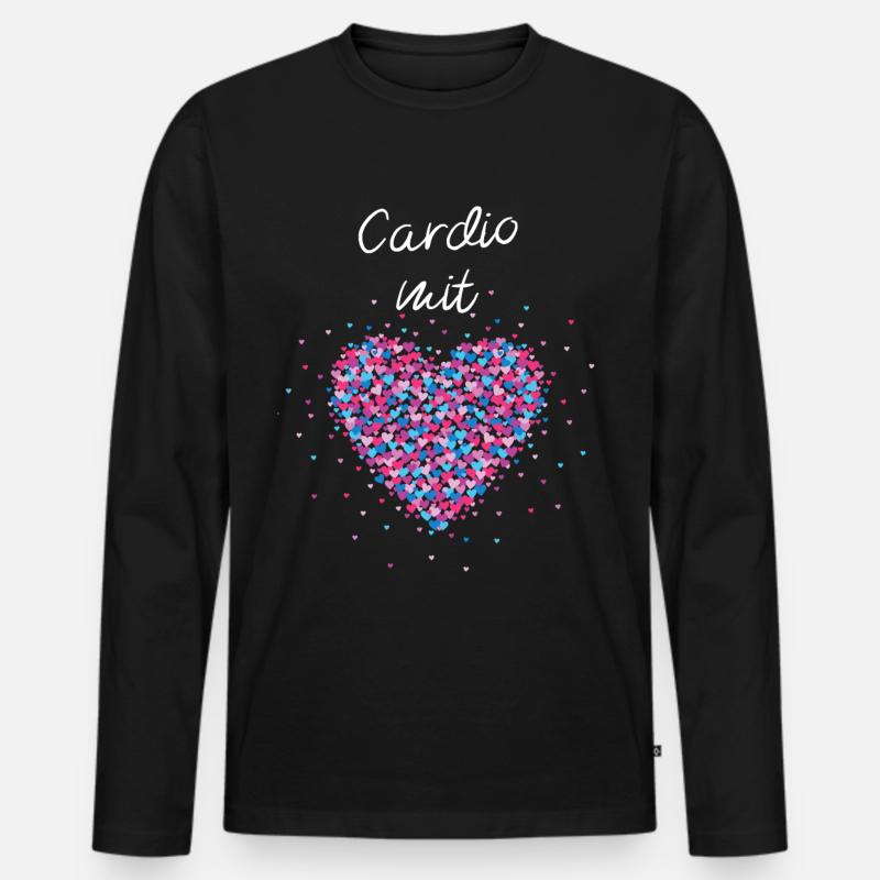 Cardio mit Herz Cardiotraining Krafttraining - Männer Premium Bio Langarmshirt - Schwarz