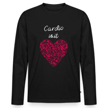 Cardio mit Herz Cardiotraining Fitnessstudio Sport - Männer Premium Bio Langarmshirt - Schwarz - Vorne - Nico (187cm)