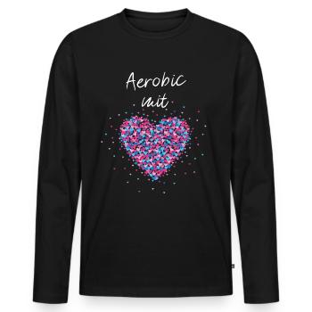 Aerobic mit Herz rhytmische Bewegung Sport Musik - Männer Premium Bio Langarmshirt - Schwarz - Vorne - Nico (187cm)
