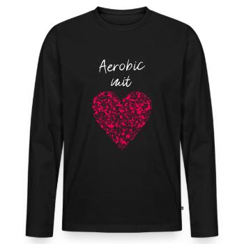 Aerobic mit Herz Workout Fitnesskurs Musik Tanzen - Männer Premium Bio Langarmshirt - Schwarz - Vorne - Nico (187cm)