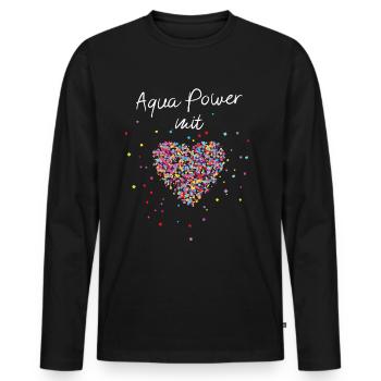 Aqua Power mit Herz Fitnesstrainerin Gymnastik - Männer Premium Bio Langarmshirt - Schwarz - Vorne - Nico (187cm)