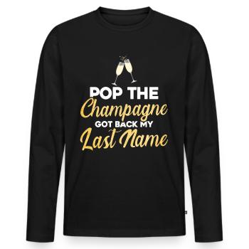 Pop The a récupéré mon nom de famille - T-shirt manches longues Premium bio Homme - noir - Devant - Nico (187cm)