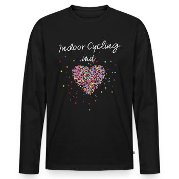 Indoor Cycling mit Herz Fitnessstudio - Männer Premium Bio Langarmshirt - Schwarz - Vorne - Nico (187cm)