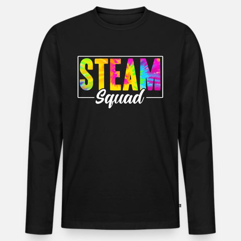 Steam Squad - Männer Premium Bio Langarmshirt - Schwarz