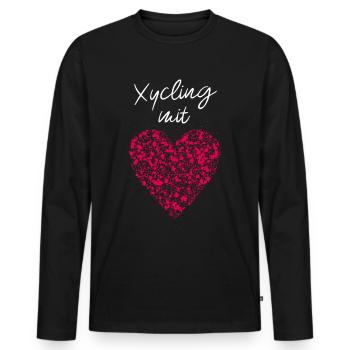 Xycling mit Herz Training Fitnessstudio Workout - Männer Premium Bio Langarmshirt - Schwarz - Vorne - Nico (187cm)
