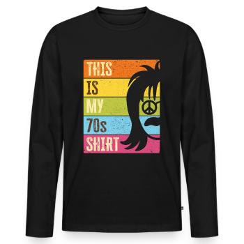 70s 1970s Seventies Party Outfit Costume - T-shirt manches longues Premium bio Homme - noir - Devant - Nico (187cm)