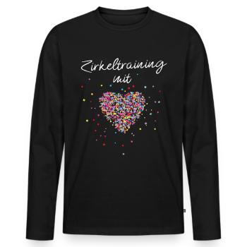Zirkeltraining mit Herz Fitnesstrainerin Sport - Männer Premium Bio Langarmshirt - Schwarz - Vorne - Nico (187cm)