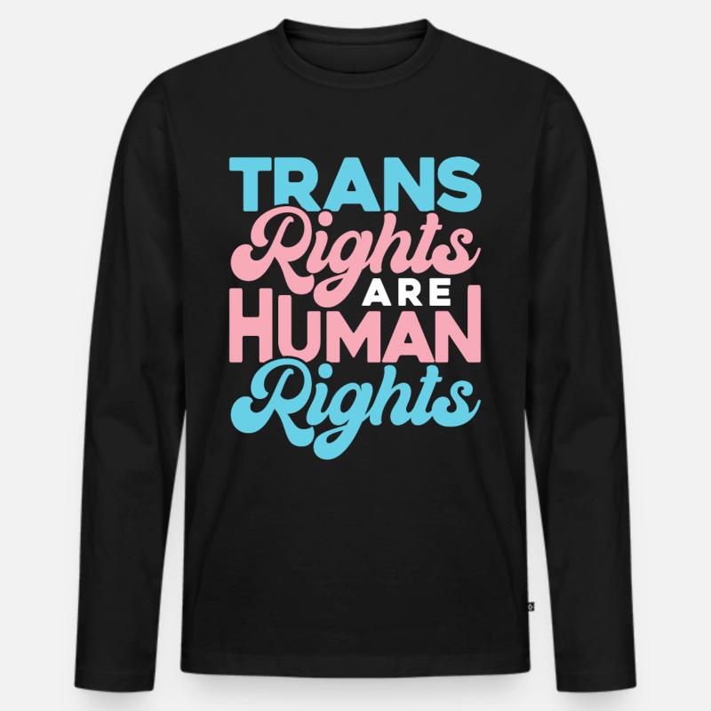 Trans Rights Are Human Rights - Männer Premium Bio Langarmshirt - Schwarz