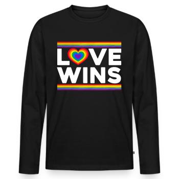 Love Wins - Men's Premium Organic Long Sleeve Shirt - black - Front - Nico (187cm)