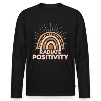 Radiate Positivity - Men's Premium Organic Long Sleeve Shirt - black - Front - Nico (187cm)