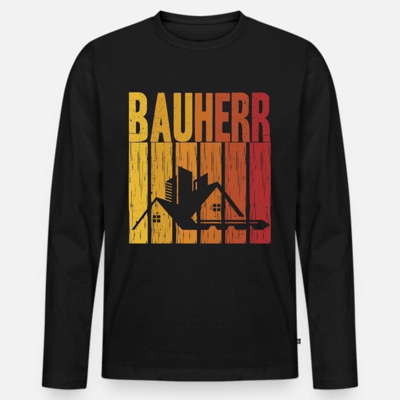 Bauherren - Männer Premium Bio Langarmshirt - Schwarz