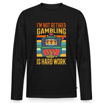 Casino Gambling Slot Machine à sous Jeu de cartes - T-shirt manches longues Premium bio Homme - noir - Devant - Nico (187cm)