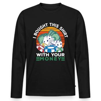 Casino Gambling Slot Machine à sous Jeu de cartes - T-shirt manches longues Premium bio Homme - noir - Devant - Nico (187cm)