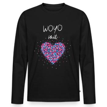 Woyo Yoga mit Herz Meditation Yogakurs Yogaübungen - Männer Premium Bio Langarmshirt - Schwarz - Vorne - Nico (187cm)