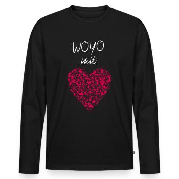 Woyo Yoga mit Herz Meditation Fitnesstrainerin - Männer Premium Bio Langarmshirt - Schwarz - Vorne - Nico (187cm)