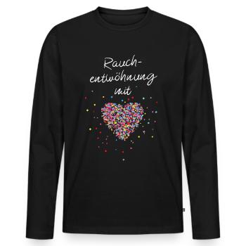 Rauchentwöhnung mit Herz Rauchfrei Nikotinabhängig - Männer Premium Bio Langarmshirt - Schwarz - Vorne - Nico (187cm)