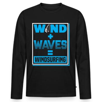 WInd Surfing Wind Plus Waves For Wind Surfer - Männer Premium Bio Langarmshirt - Schwarz - Vorne - Nico (187cm)
