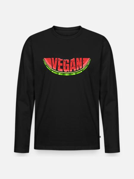 La pastèque dit végétalien - T-shirt manches longues Premium bio Homme - noir