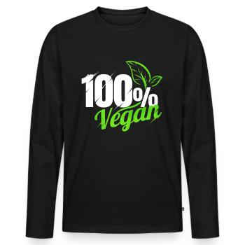 Vegetarian Logo For People Who Are 100 Per Cent - Men's Premium Organic Long Sleeve Shirt - black - Front - Nico (187cm)