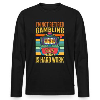 Casino Gambling Slot Machine à sous Jeu de cartes - T-shirt manches longues Premium bio Homme - noir - Devant - Nico (187cm)