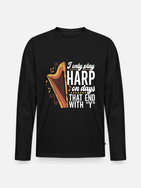 Harp harp player - Men's Premium Organic Long Sleeve Shirt - black