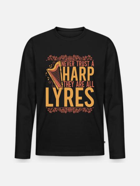 Harp harp player - Men's Premium Organic Long Sleeve Shirt - black