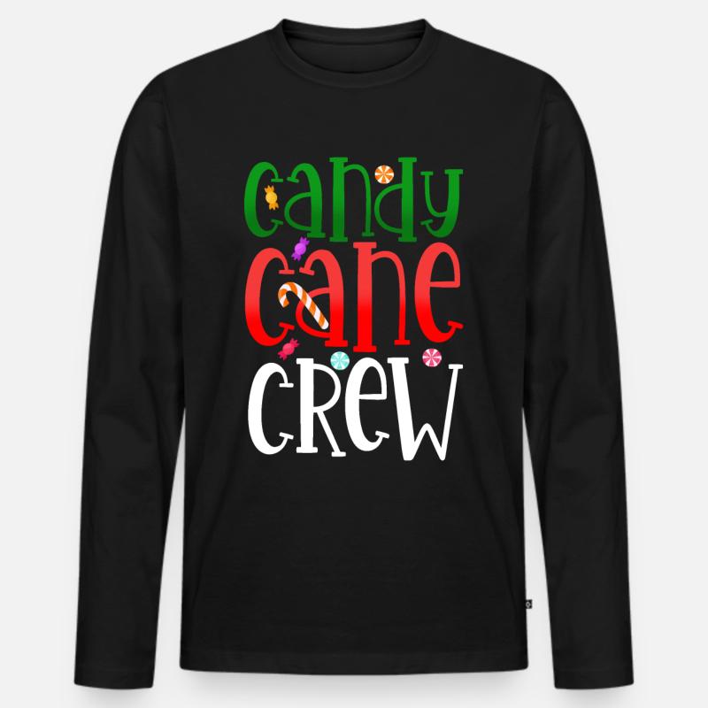 Candy Cane Crew - Männer Premium Bio Langarmshirt - Schwarz