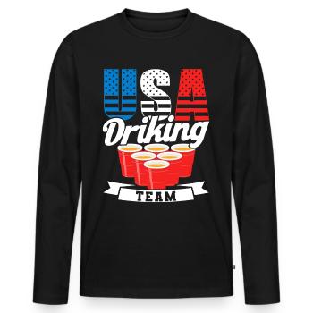 Usa Drinking Team - T-shirt manches longues Premium bio Homme - noir - Devant - Nico (187cm)