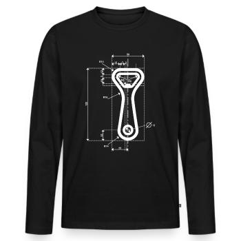 Technical drawing bottle opener - Men's Premium Organic Long Sleeve Shirt - black - Front - Nico (187cm)