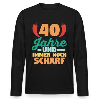 Vierzig Vierzigster 40 Jahre Geburtstag - Männer Premium Bio Langarmshirt - Schwarz - Vorne - Nico (187cm)