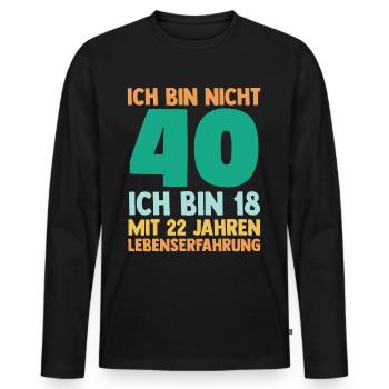 Vierzig 40 Jahre Vierzigster Geburtstag - Männer Premium Bio Langarmshirt - Schwarz - Vorne - Nico (187cm)