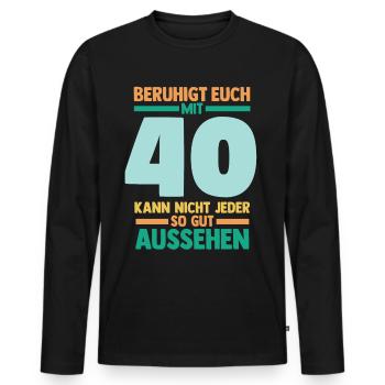 Vierzig 40 Jahre Vierzigster Geburtstag - Männer Premium Bio Langarmshirt - Schwarz - Vorne - Nico (187cm)