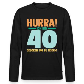 Vierzig 40 Jahre Vierzigster Geburtstag - Männer Premium Bio Langarmshirt - Schwarz - Vorne - Nico (187cm)
