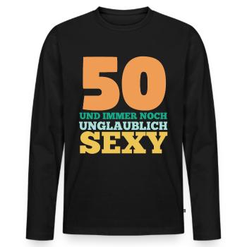 Fünfzig 50 Jahre Fünfzigster Geburtstag - Männer Premium Bio Langarmshirt - Schwarz - Vorne - Nico (187cm)
