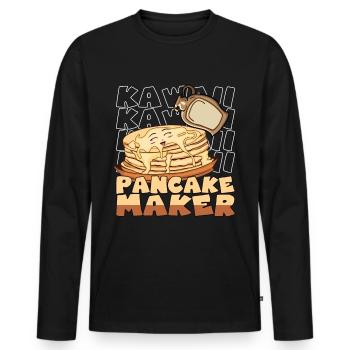 Kawaii Pancake Maker Lächelte Pfannkuchen Sirup - Männer Premium Bio Langarmshirt - Schwarz - Vorne - Nico (187cm)