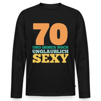 Siebzig 70 Jahre Siebzigster Geburtstag - Männer Premium Bio Langarmshirt - Schwarz - Vorne - Nico (187cm)
