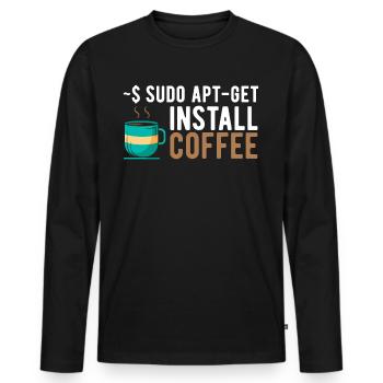 Logiciel Linux Open Source Informatique Informatique-Stu - T-shirt manches longues Premium bio Homme - noir - Devant - Nico (187cm)