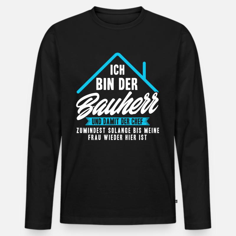 Ich Bin Nur der Bauherr - Männer Premium Bio Langarmshirt - Schwarz