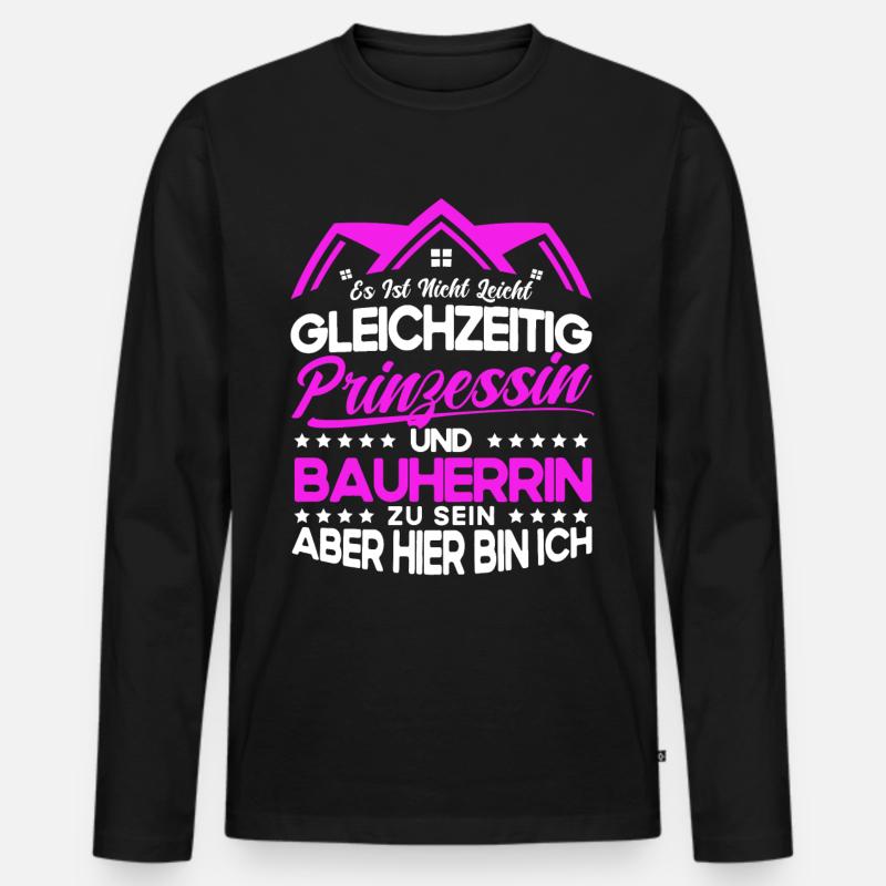 Bauherrin - Männer Premium Bio Langarmshirt - Schwarz