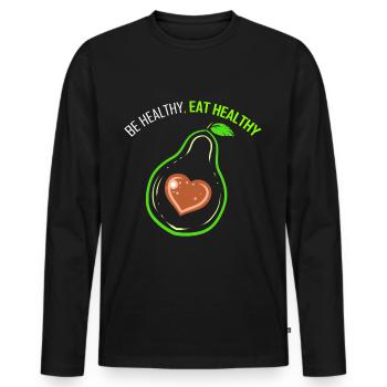 Be Healthy And Eat Healthy - Avocado Heart - Go - Men's Premium Organic Long Sleeve Shirt - black - Front - Nico (187cm)