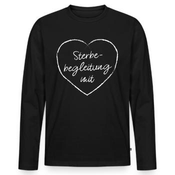 Sterbebegleitung mit Herz Krankenpflege Pflege - Männer Premium Bio Langarmshirt - Schwarz - Vorne - Nico (187cm)