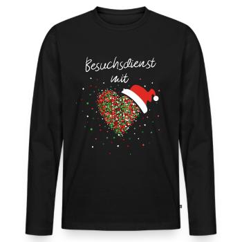Besuchsdienst mit Herz Altersheim Weihnachtsmotiv - Männer Premium Bio Langarmshirt - Schwarz - Vorne - Nico (187cm)