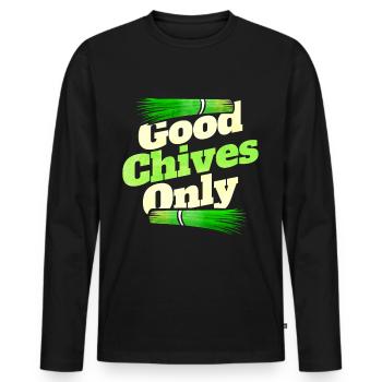 Good Chives Only - Vegetarian or Go Vegan - Men's Premium Organic Long Sleeve Shirt - black - Front - Nico (187cm)