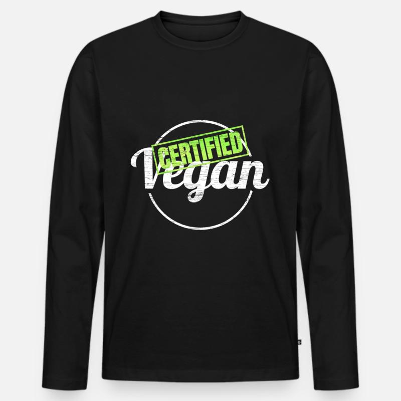 Label For Certified Vegan - Männer Premium Bio Langarmshirt - Schwarz