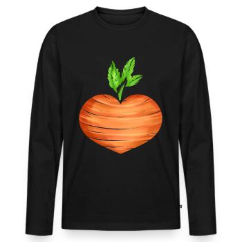 Carrot In Heart Shape - Vegetarian - Go Vegan - Männer Premium Bio Langarmshirt - Schwarz - Vorne - Nico (187cm)